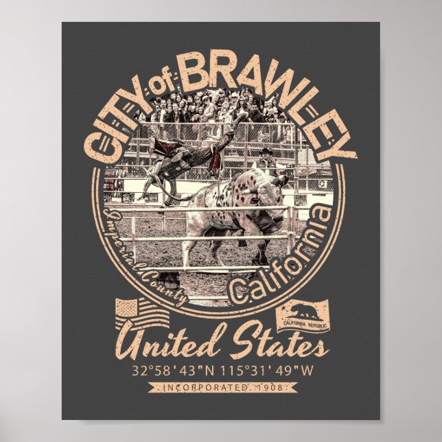 POSTER BRAWLEY CITY CALIFORNIA - CATTLE CALL RODEO (Devant)