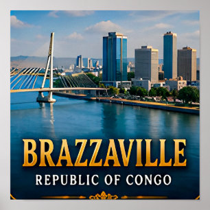 Poster Brazzaville Congo River et Vie Urbaine Dynamique