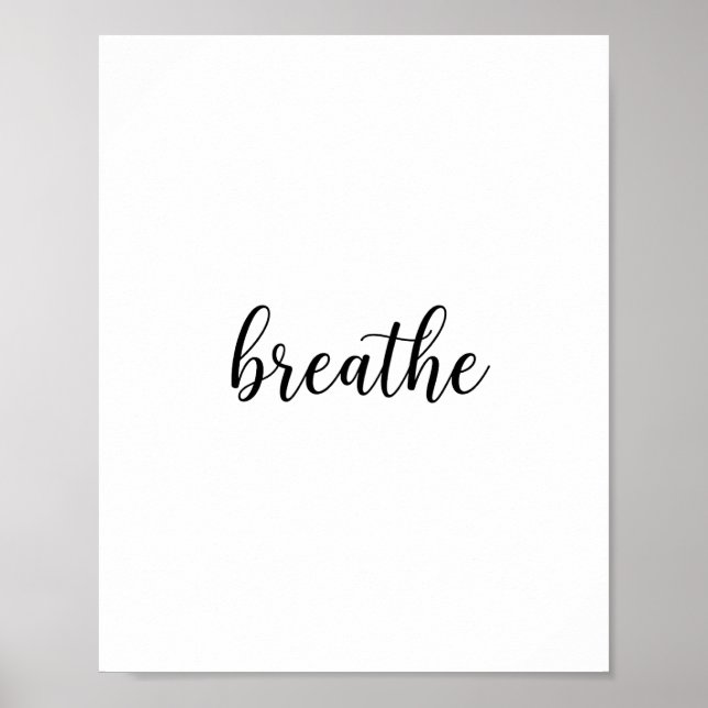 Poster Breathe Script Quote Wall Art (Devant)