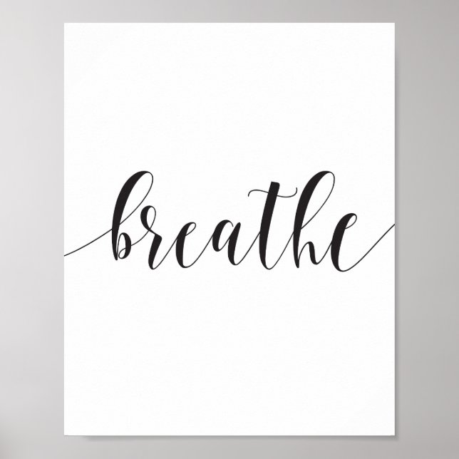 Poster Breathe Typographie Citation Motivationnelle, Zen  (Devant)