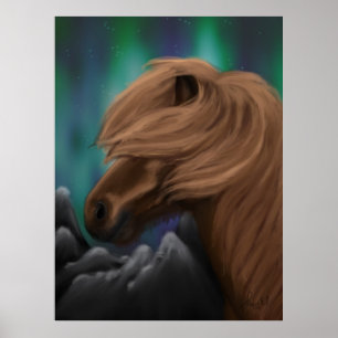 Poster Breeze du Nord : Cheval islandais en rafale de min