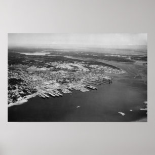 Poster Bremerton, WA - Aerial View of City Photograph