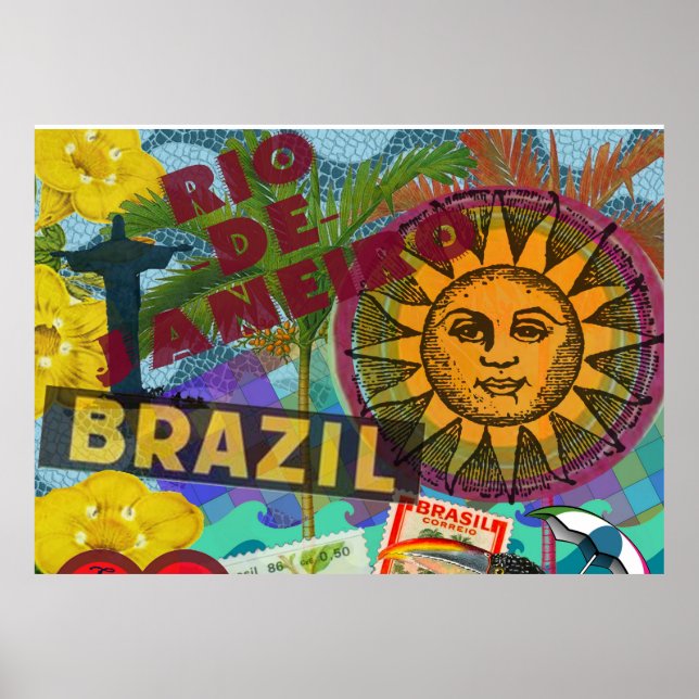 Poster Brésil Rio Collage Sun Amérique du Sud (Devant)