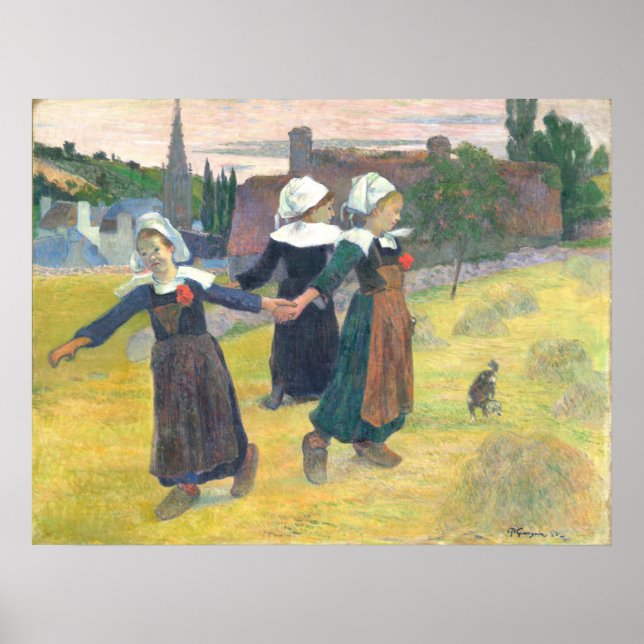 Poster Breton Girls Dancing - Paul Gauguin Fine Art (Devant)