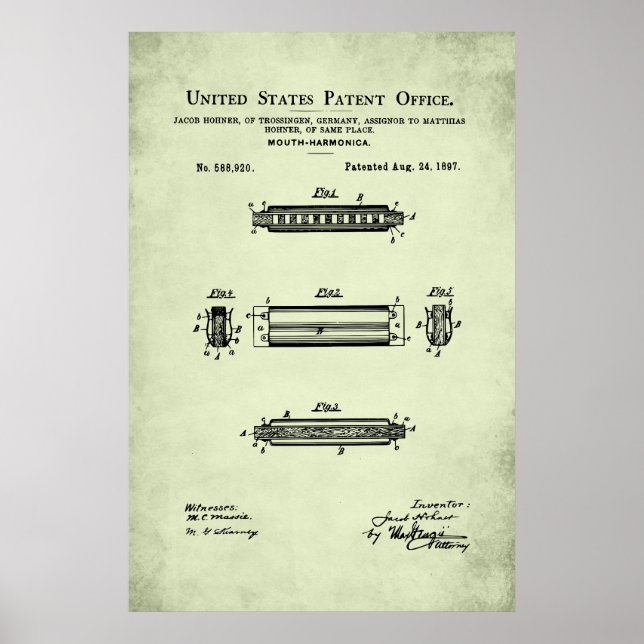 Poster Brevet américain - Harmonica (Devant)