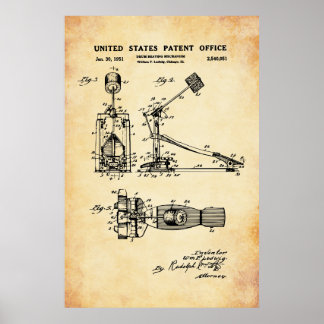 Poster Brevet américain - Pédale de grosse caisse