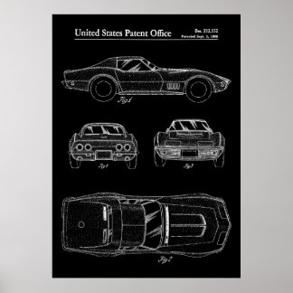 Poster Brevet Corvette Stingray 1968