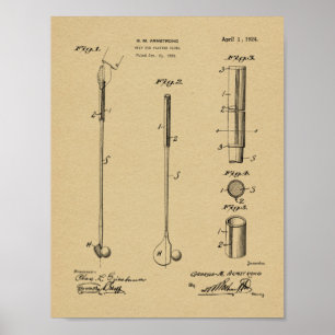 Poster Brevet d'art breveté du club de golf 1924 Imprimer