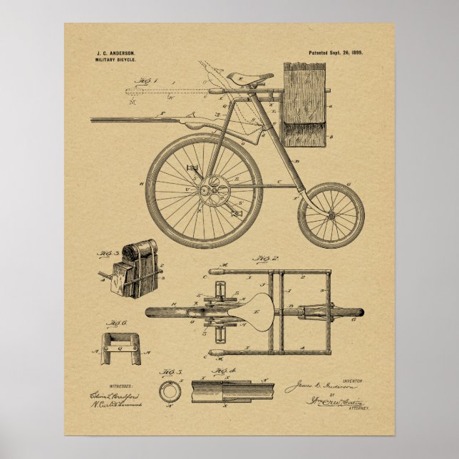 Poster Brevet d'art de 1899 pour bicyclette militaire Imp (Devant)