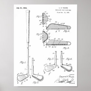 Poster Brevet d'art en tête de club de golf 1934 Imprime