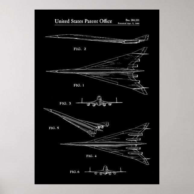 Poster Brevet d'avion de la NASA 1966 (Devant)
