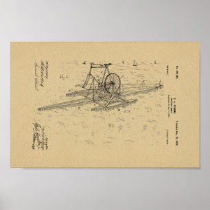 Poster Brevet de bateau à bicyclette Vintage 1899 Imprime