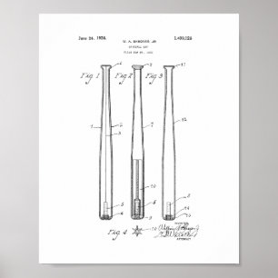 Poster Brevet de batte de baseball