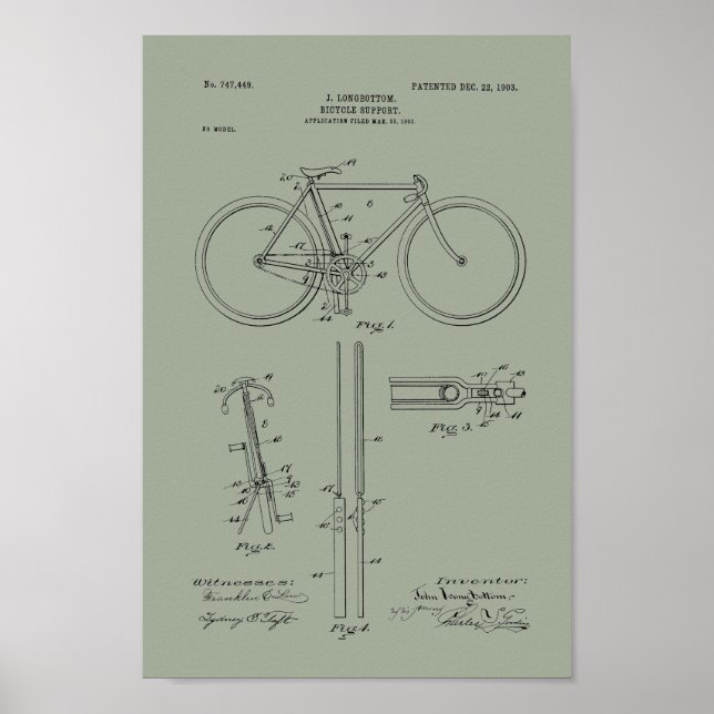Poster Brevet de bicyclette Vintage 1903 (Devant)