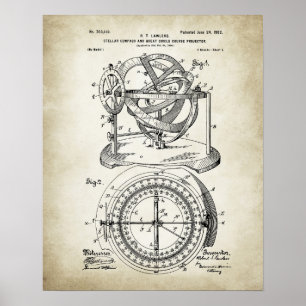 Poster Brevet de boussole nautique