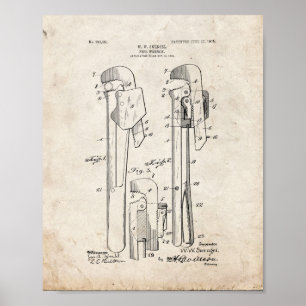 Poster Brevet de clé de tuyauterie - Vieux look
