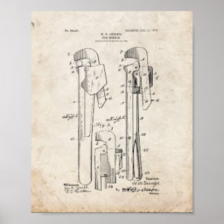 Poster Brevet de clé de tuyauterie - Vieux look
