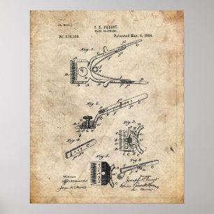 Poster Brevet de Clippers de cheveux