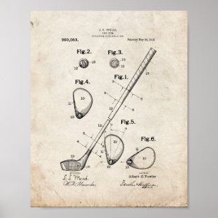 Poster Brevet de club de golf - Vieux look