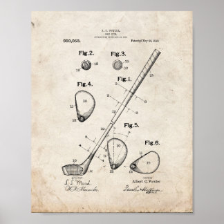 Poster Brevet de club de golf - Vieux look
