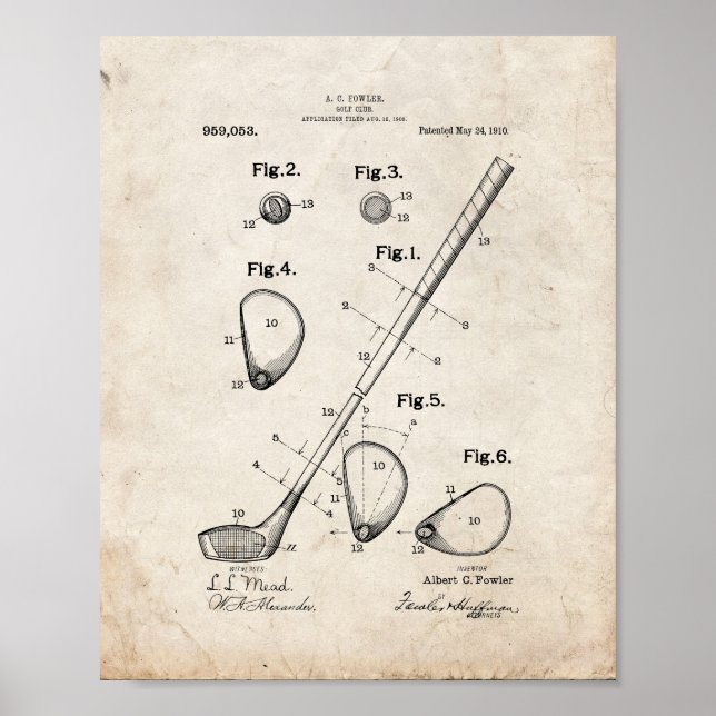 Poster Brevet de club de golf - Vieux look (Devant)