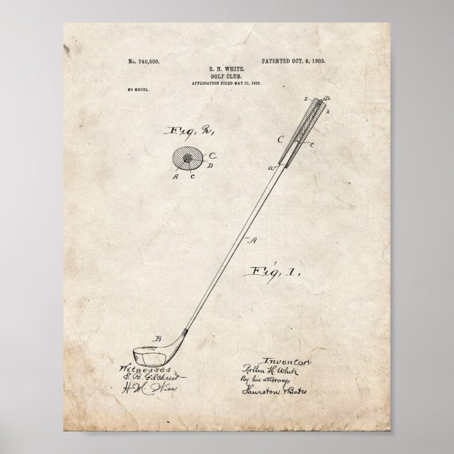 Poster Brevet de club de golf - Vieux look (Devant)