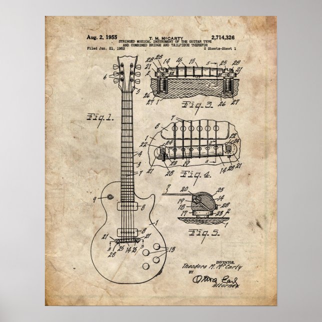 Poster Brevet de guitare électrique (Devant)