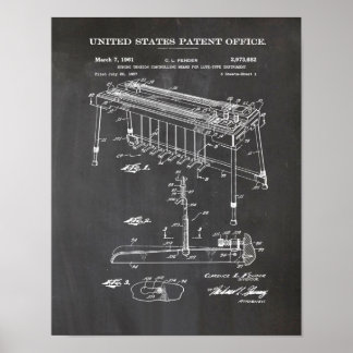 Poster Brevet de guitare Fender Steel - Cadeau de guitare