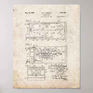 Poster Brevet de jeu Pinball - Vieux look