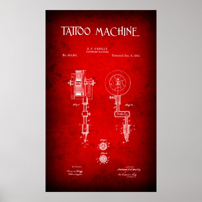 POSTER BREVET DE LA MACHINE TATTOO 1891 (Devant)