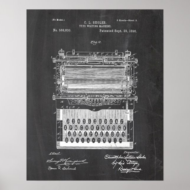 Poster Brevet de machine à écrire (Devant)