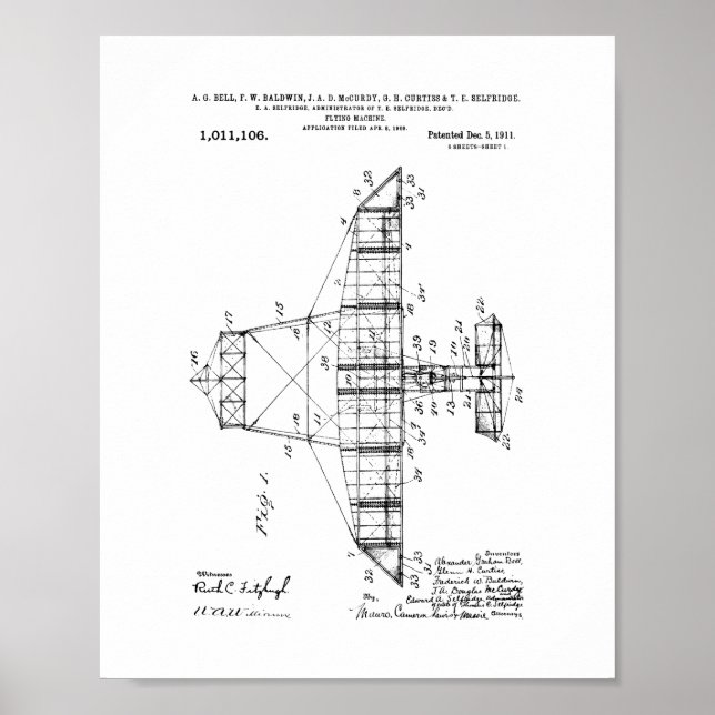Poster Brevet de machine volante (Devant)