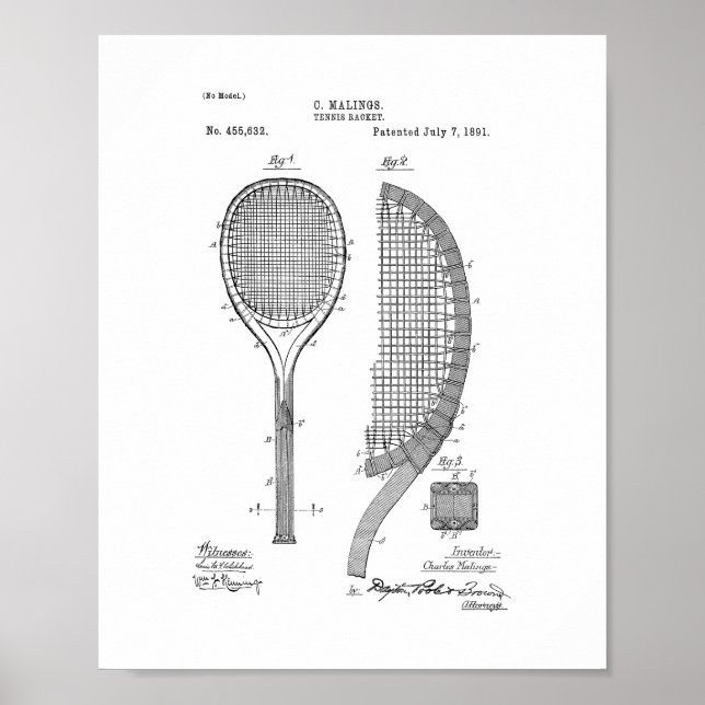 Poster Brevet de raquette de tennis (Devant)