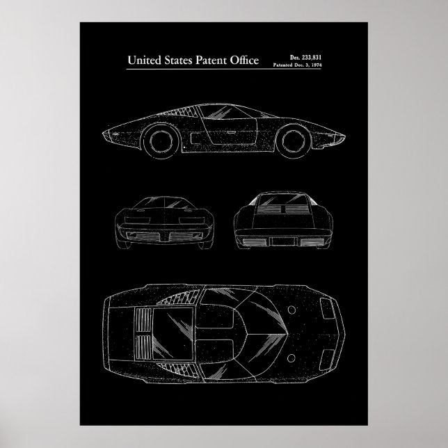 Poster Brevet de voiture Chevrolet Aerovette Concept (Devant)