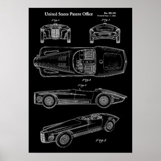 Poster Brevet de voiture classique 1965