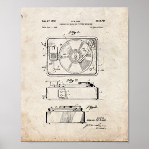 Poster Brevet du lecteur de disques - Vieux look