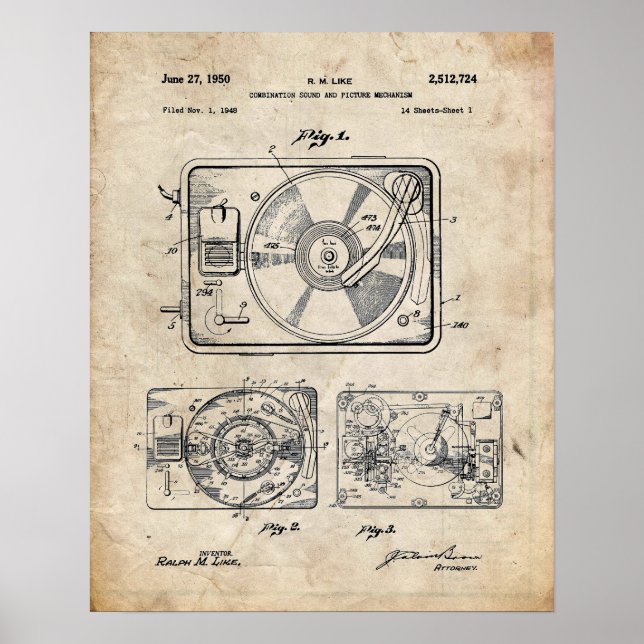 Poster Brevet du lecteur d'enregistrements (Devant)