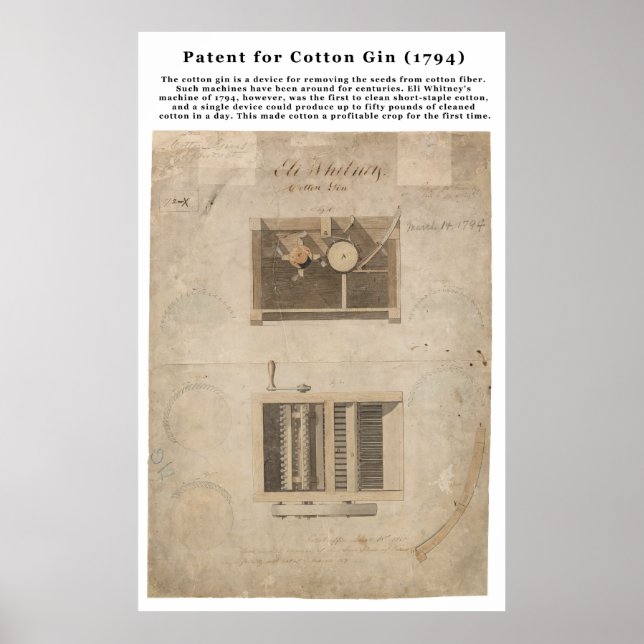 Poster Brevet ORIGINAL pour le coton (1794) (Devant)