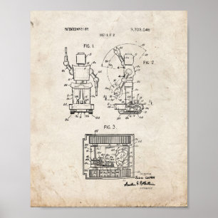 Poster Brevet Robot Jouet - Vieux Look