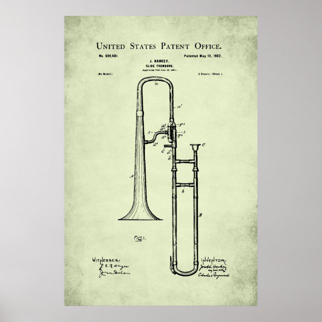 Poster Brevet US - Trombone (Devant)