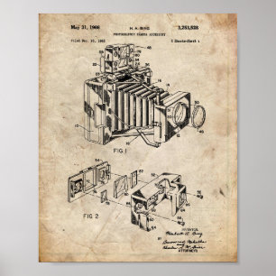Poster Brevet vintage d'appareil-photo