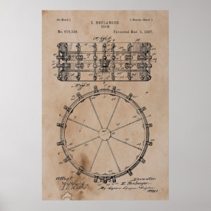 Poster Brevet vintage de tambour