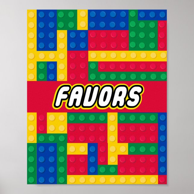 Poster Brick Builder  Birthday Party FAVOR SIGN (Devant)