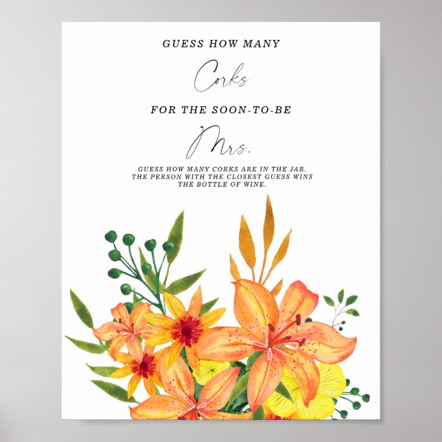 Poster Bridal Shower Guess How Many Corks (Devant)