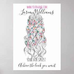 Poster Bride Wavy hair floral wreath Hairstyling branding