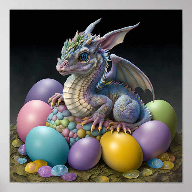 Poster Bright and ColorFul Easter Dragon Print (Devant)