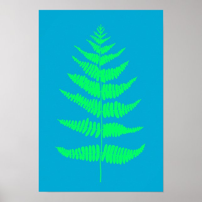 Poster Bright Aqua Blue Fern Plante Imprimer l'affiche (Devant)