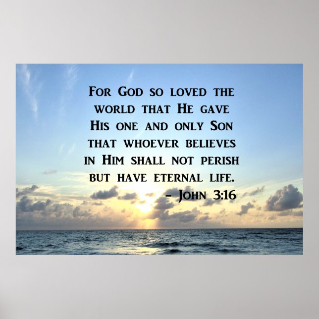 POSTER BRIGHT BLUE JOHN 3:16 OCEAN PHOTO DESIGN (Devant)