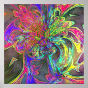 Poster Bright Burst of Color - Saumon & Indigo Deva