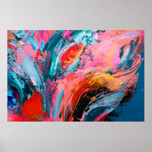 Poster Bright coloré main peint abstrait fond d'arrière-p